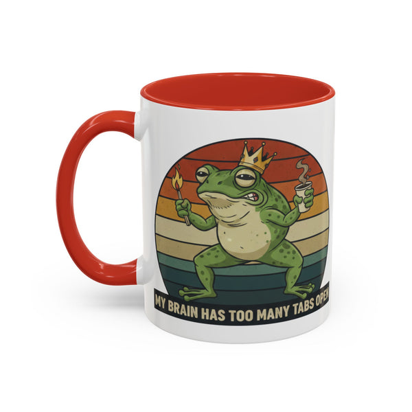 "Too Many Tabs Open" Retro Frog Accent Mug - 11oz & 15oz Ceramic Coffee Cup
