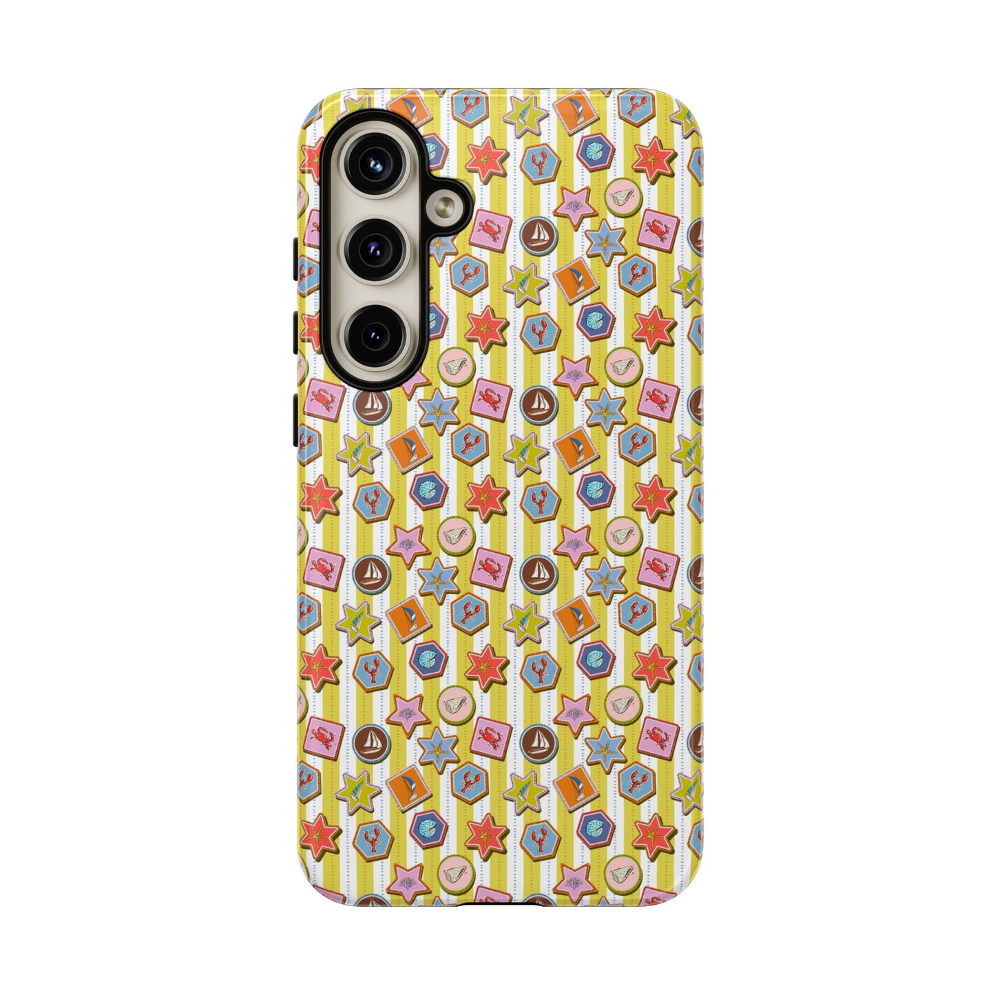 Yellow and White Striped Summer Themed Phone Case