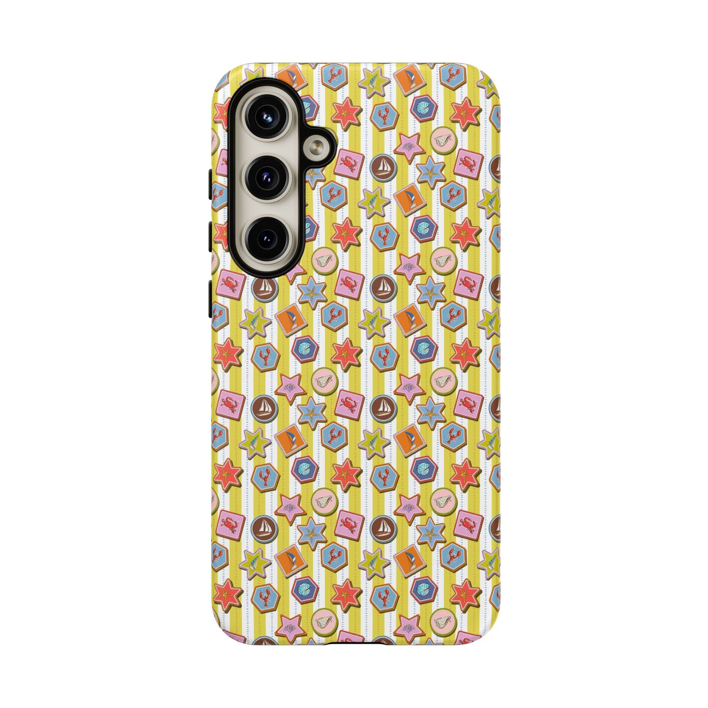 Yellow and White Striped Summer Themed Phone Case