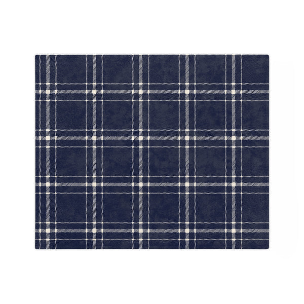 Navy and White Plaid - Velveteen Throw Blanket