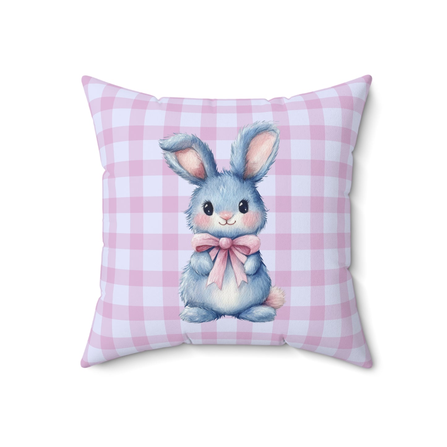Easter Bunny Pink Gingham Pastel - Indoor Throw Pillow