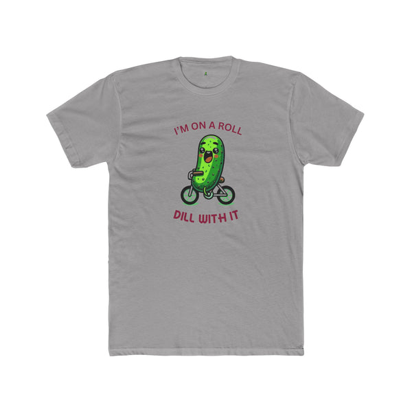 Mens Funny Pickle Themed Grey Cotton Crew Tee Big Dill Graphic TShirt
