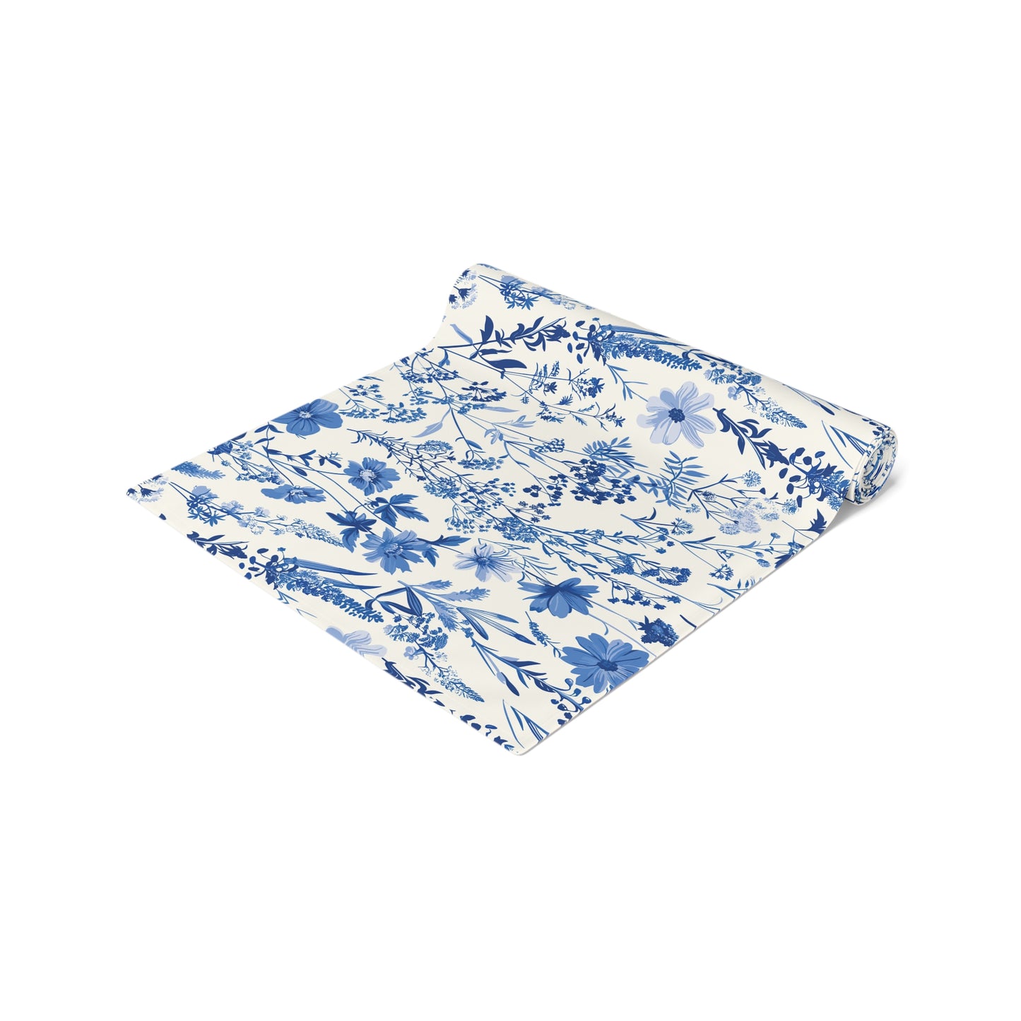 Blue Floral Toile Table Runner