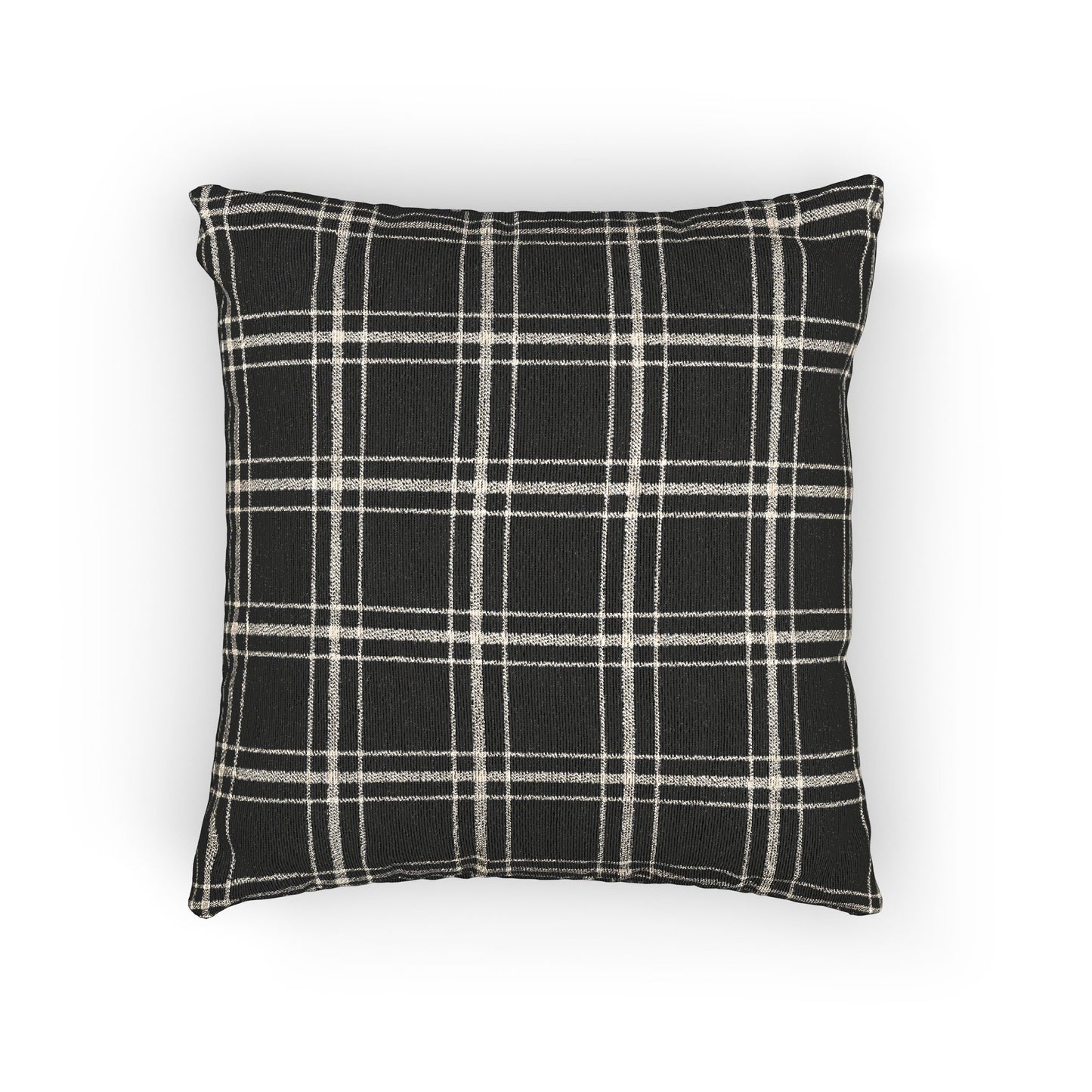 Cozy Blue and White Plaid - Woven Throw Pillow