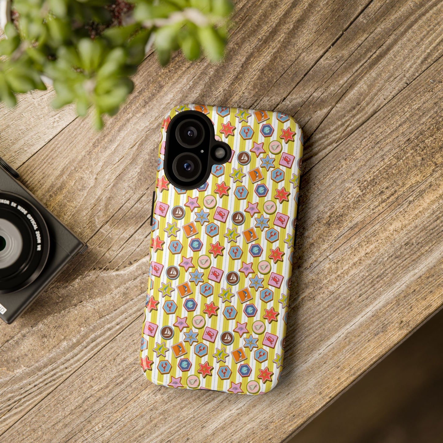 Yellow and White Striped Summer Themed Phone Case