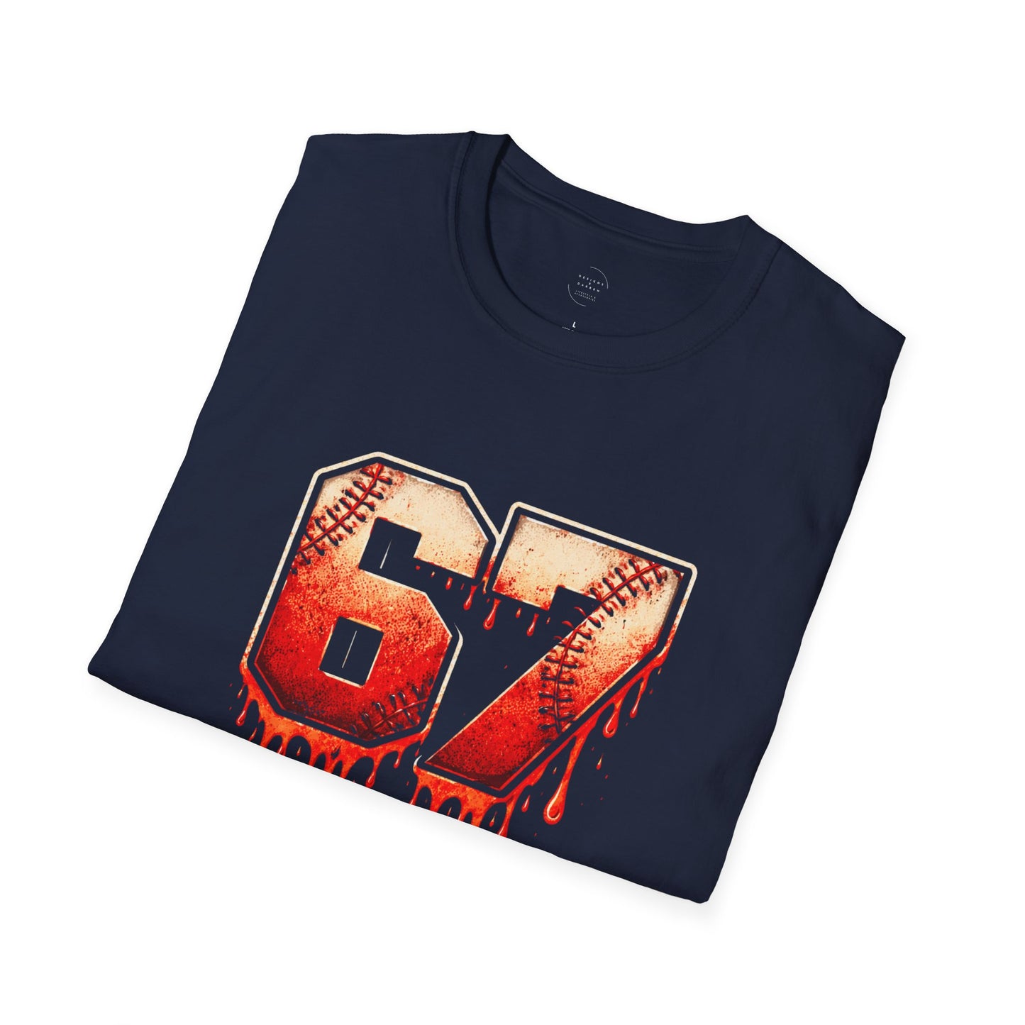 67 Baseball Drip T-Shirt - Vintage Distressed Sports Jersey Style - Grunge Streetwear Graphic Tee for Men & Women