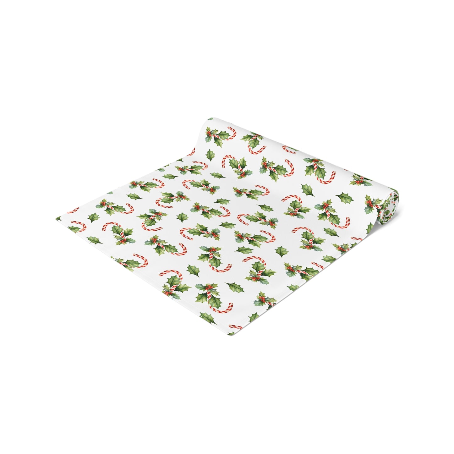 Christmas Table Runner Featuring Holly & Candy Canes