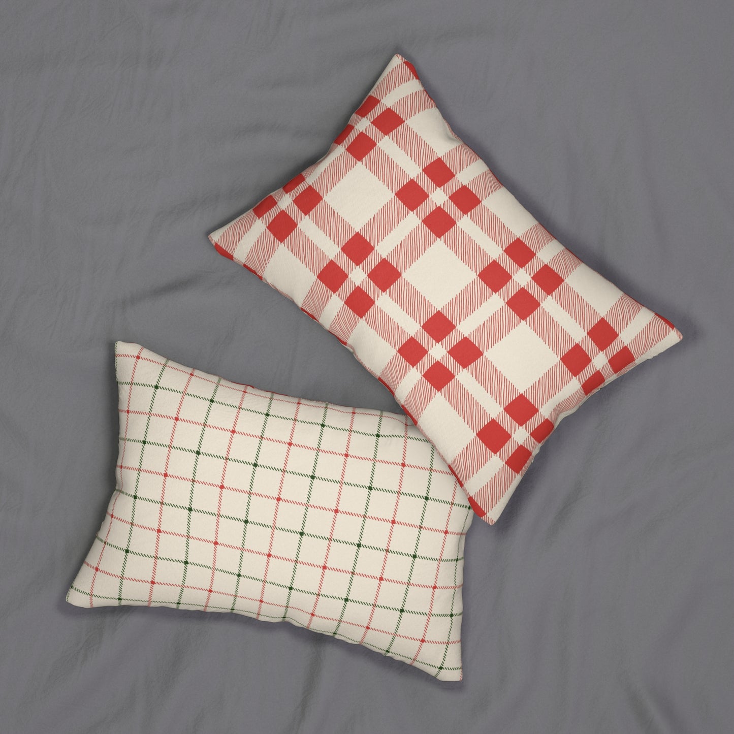 Red and Green Plaid - Indoor Lumbar Pillow