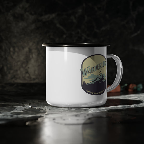 Wanderlust Outdoor Enamel 12oz Camping Mug Enamel Mug Camping Outdoor Enthusiast Wanderlust