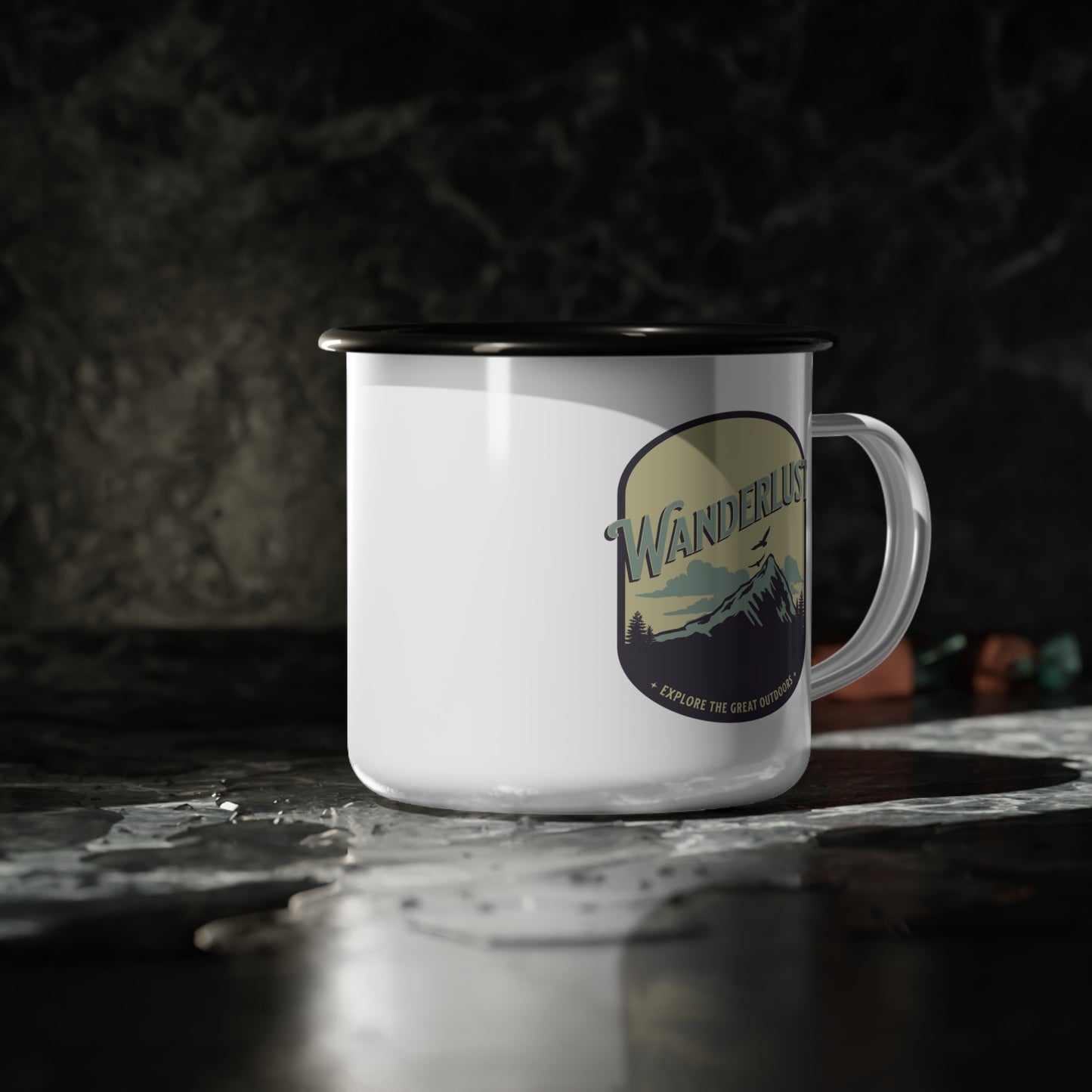 Wanderlust - 12oz Enamel Camping Mug
