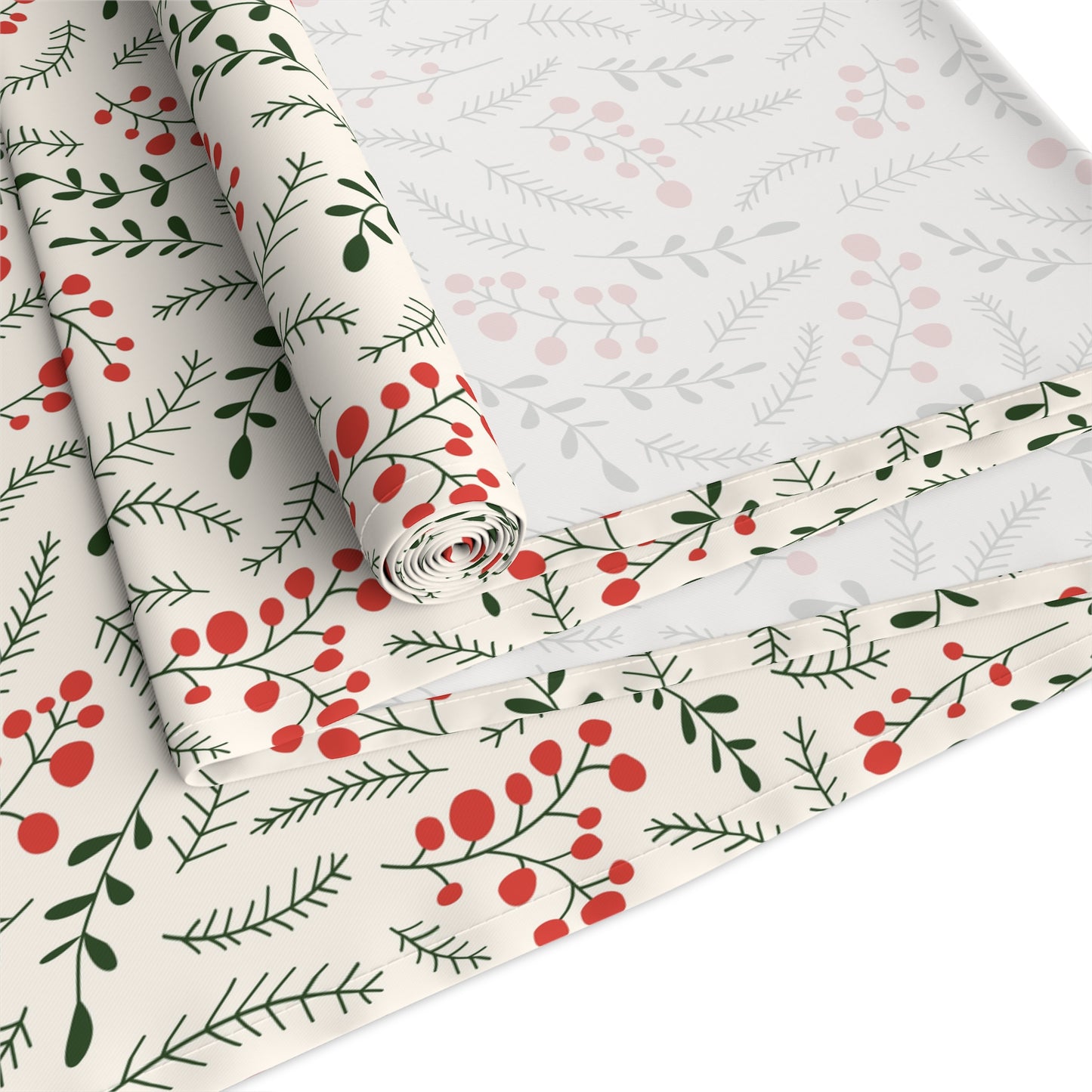 Christmas Table Runner Featuring Red & Green Holly