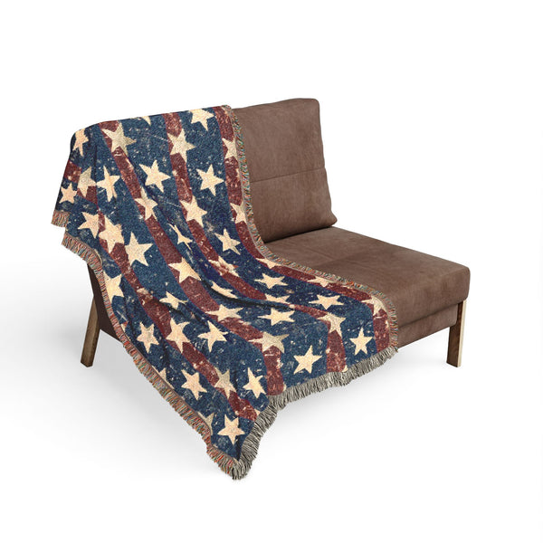Patriotic Star Woven Blanket
