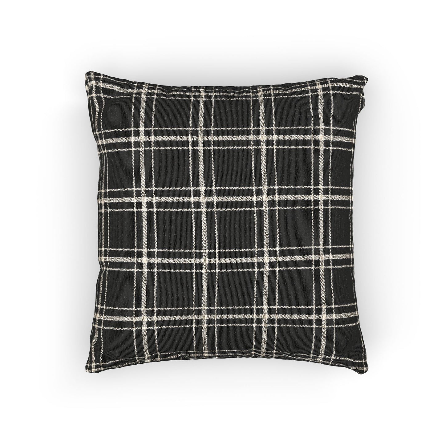Cozy Blue and White Plaid - Woven Throw Pillow