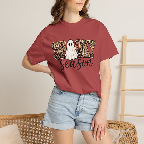 Spooky Season Leopard Print Ghost Halloween Graphic T-Shirt