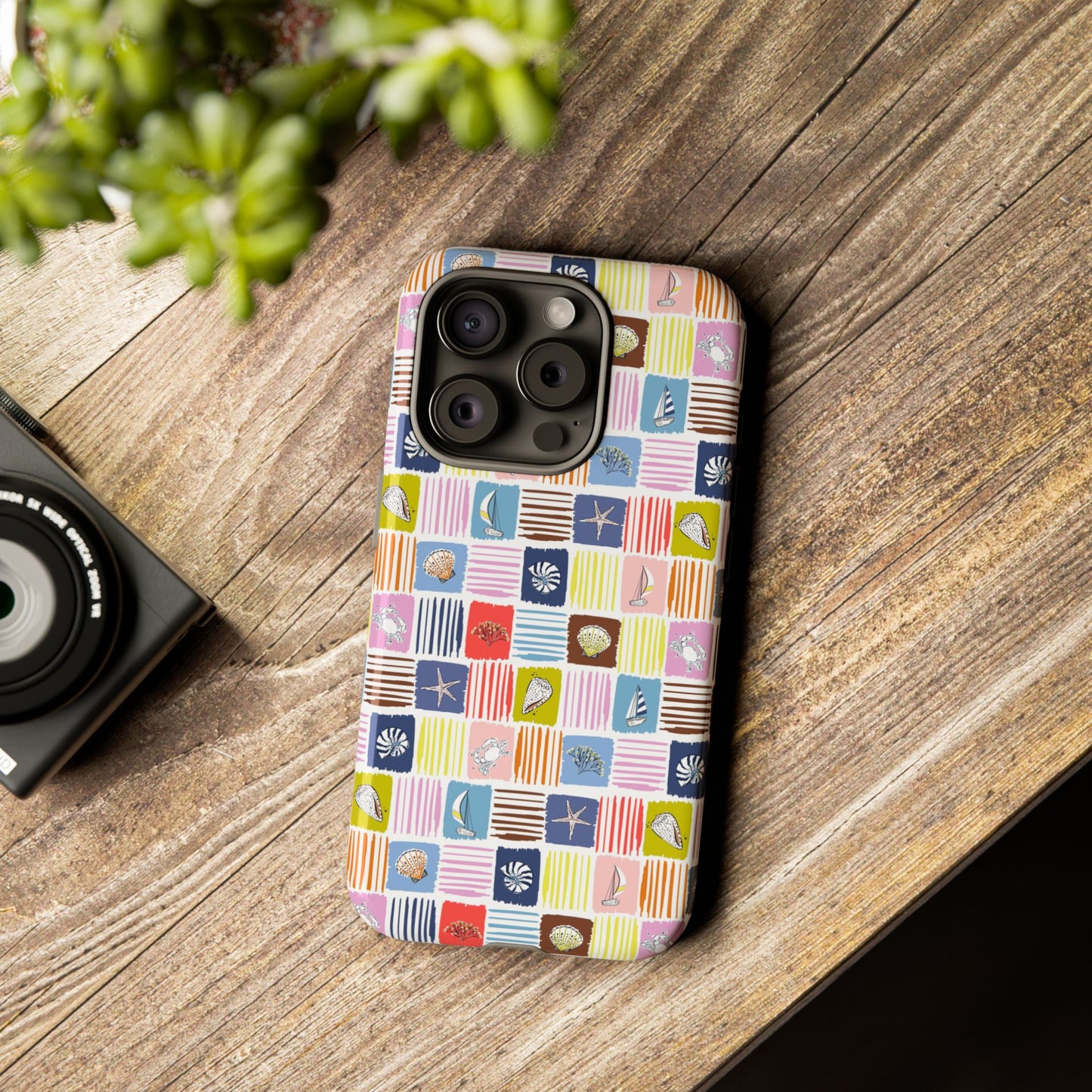 Colorful Seashells Sailboats and Starfish Summer Themed Phone Case
