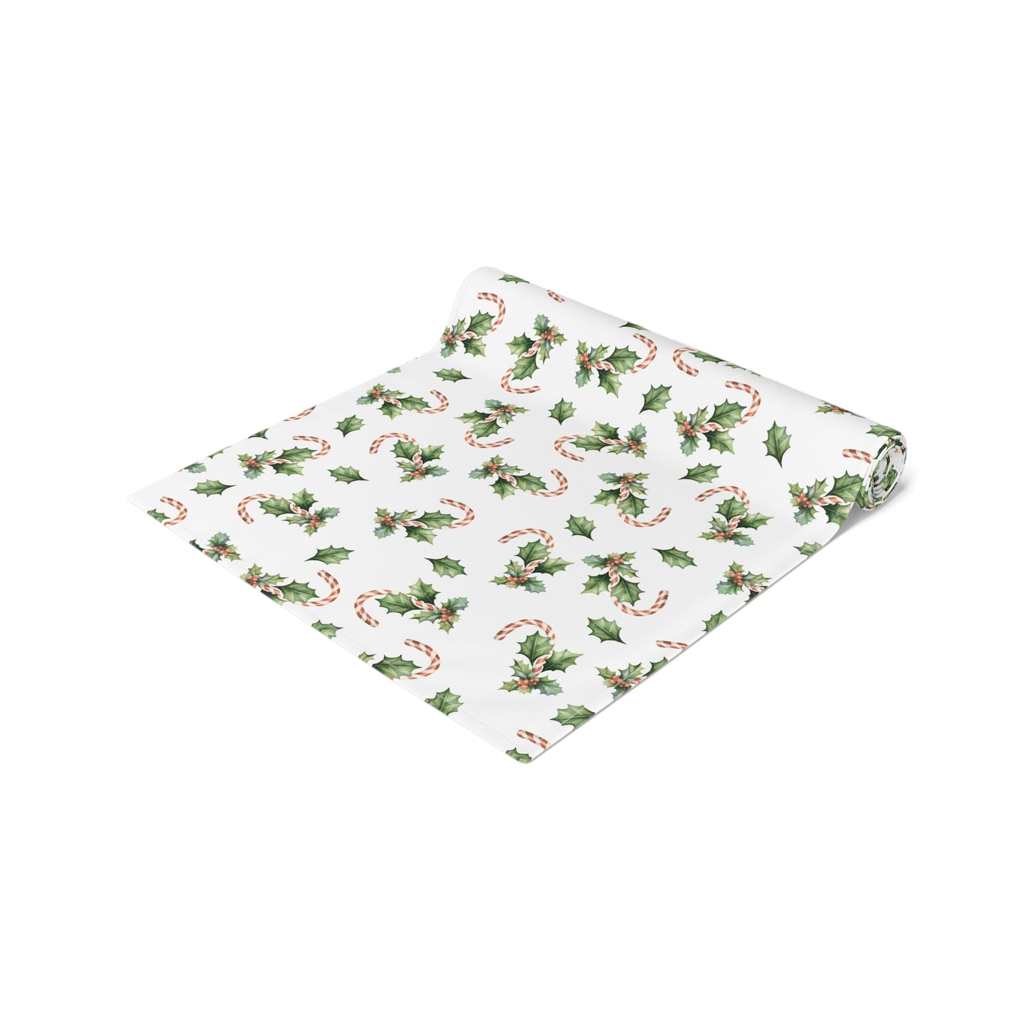 Christmas Table Runner Featuring Holly & Candy Canes