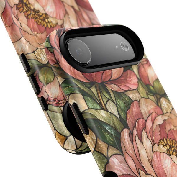 Glossy or Matte Stained Glass Peony MagSafe iPhone Case