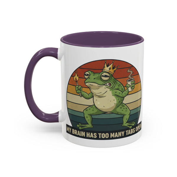 "Too Many Tabs Open" Retro Frog Accent Mug - 11oz & 15oz Ceramic Coffee Cup