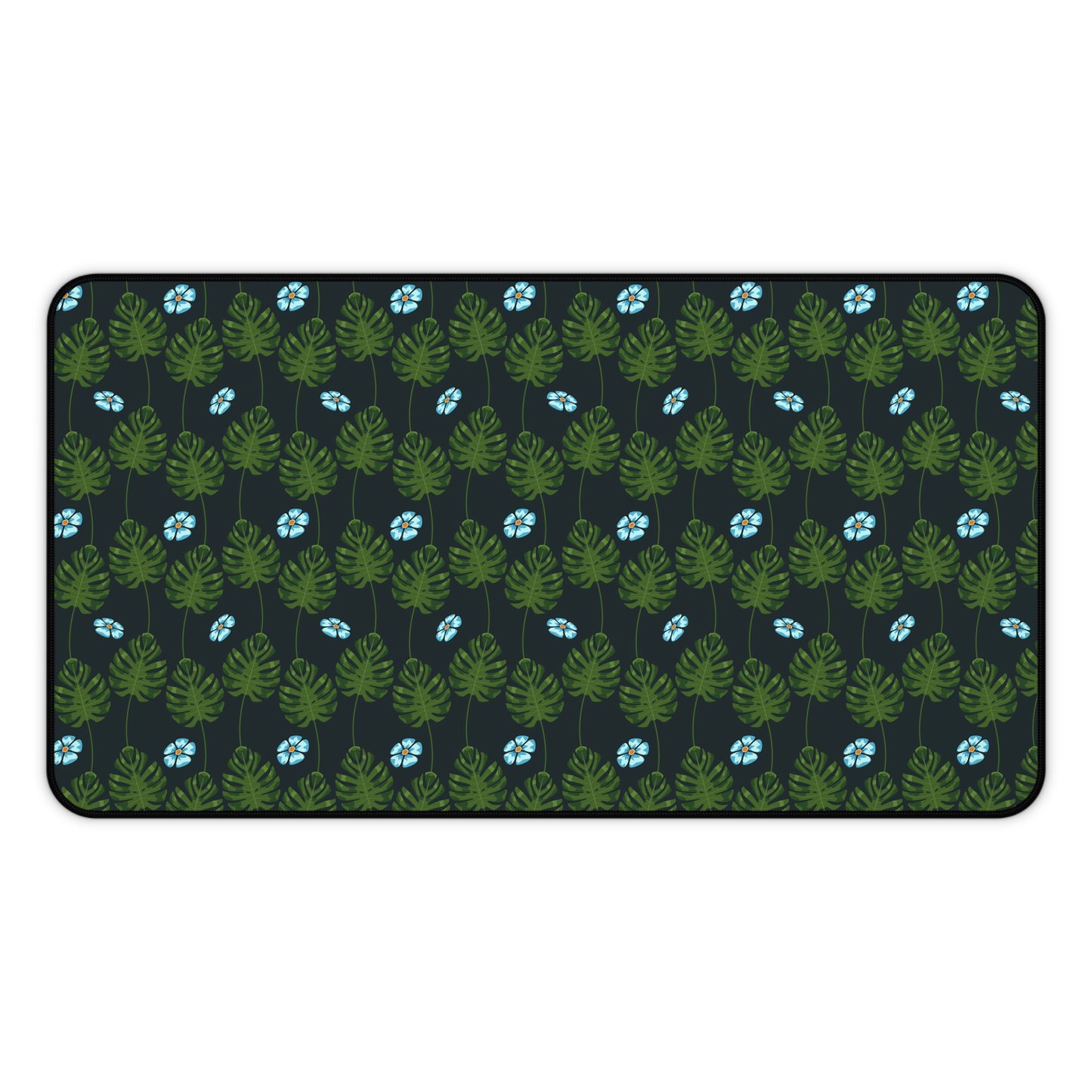 Blue and Green Floral Garden - Desk Mat