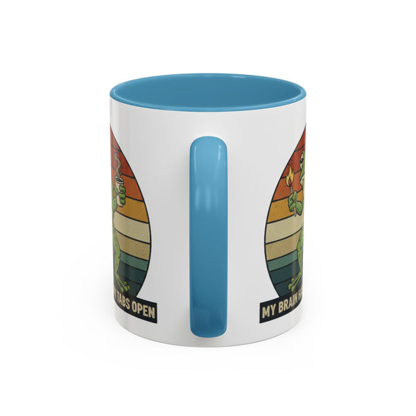 "Too Many Tabs Open" Retro Frog Accent Mug - 11oz & 15oz Ceramic Coffee Cup