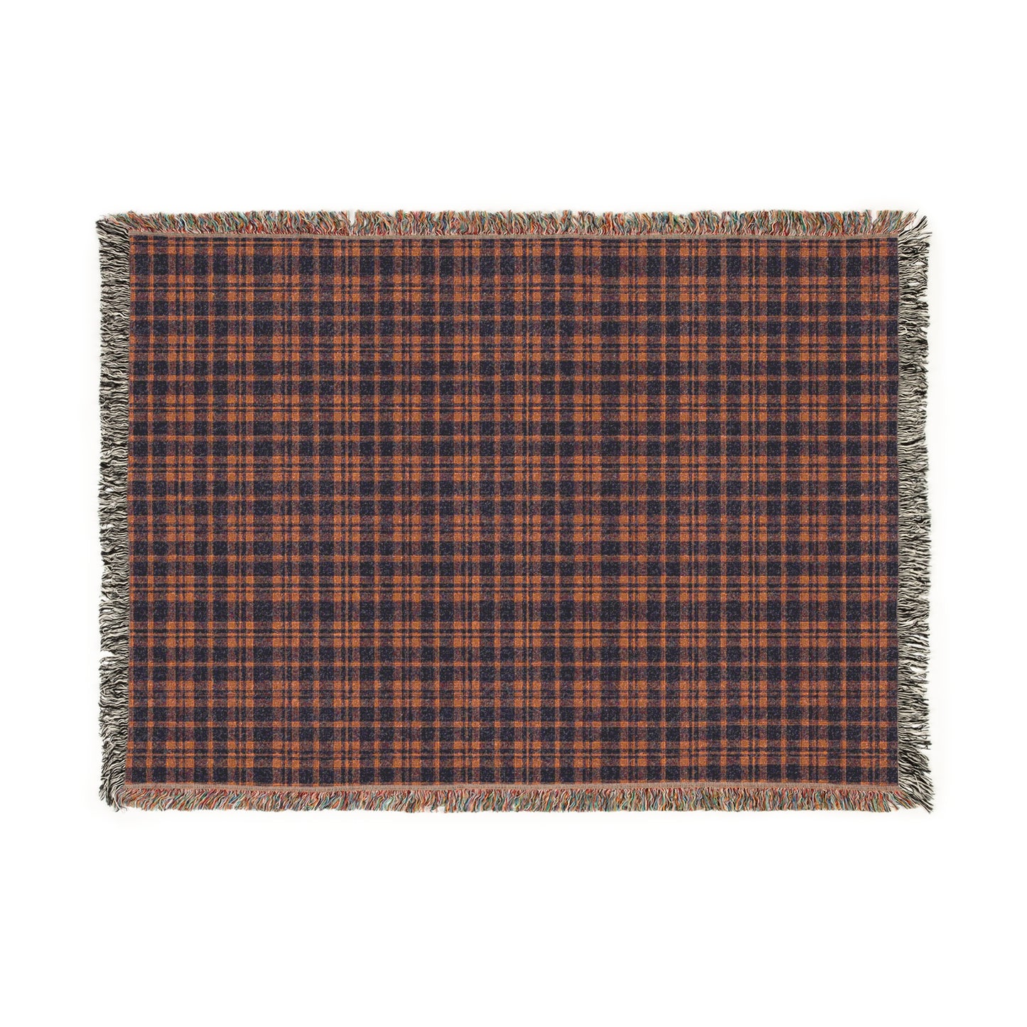 Red and Blue Plaid Woven Throw Blanket