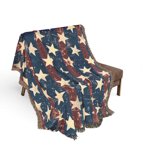 Patriotic Star Woven Blanket