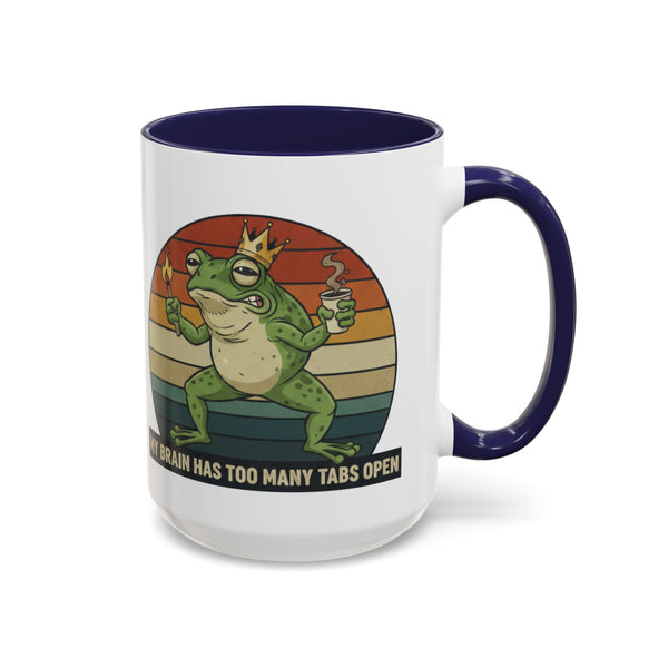 "Too Many Tabs Open" Retro Frog Accent Mug - 11oz & 15oz Ceramic Coffee Cup