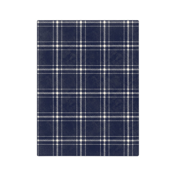 Navy and White Plaid - Velveteen Throw Blanket