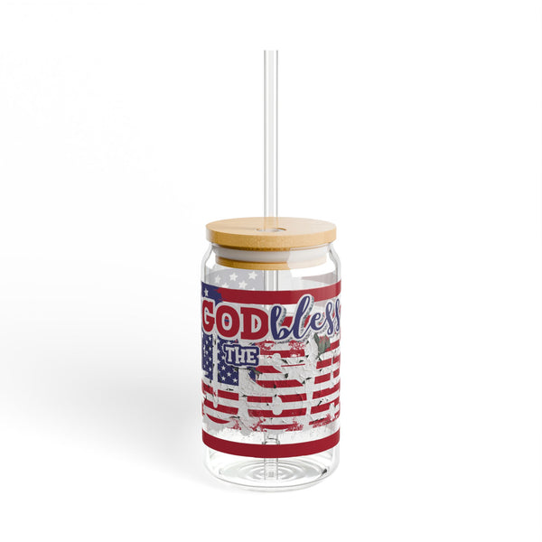 God Bless the USA 16oz Glass Cup