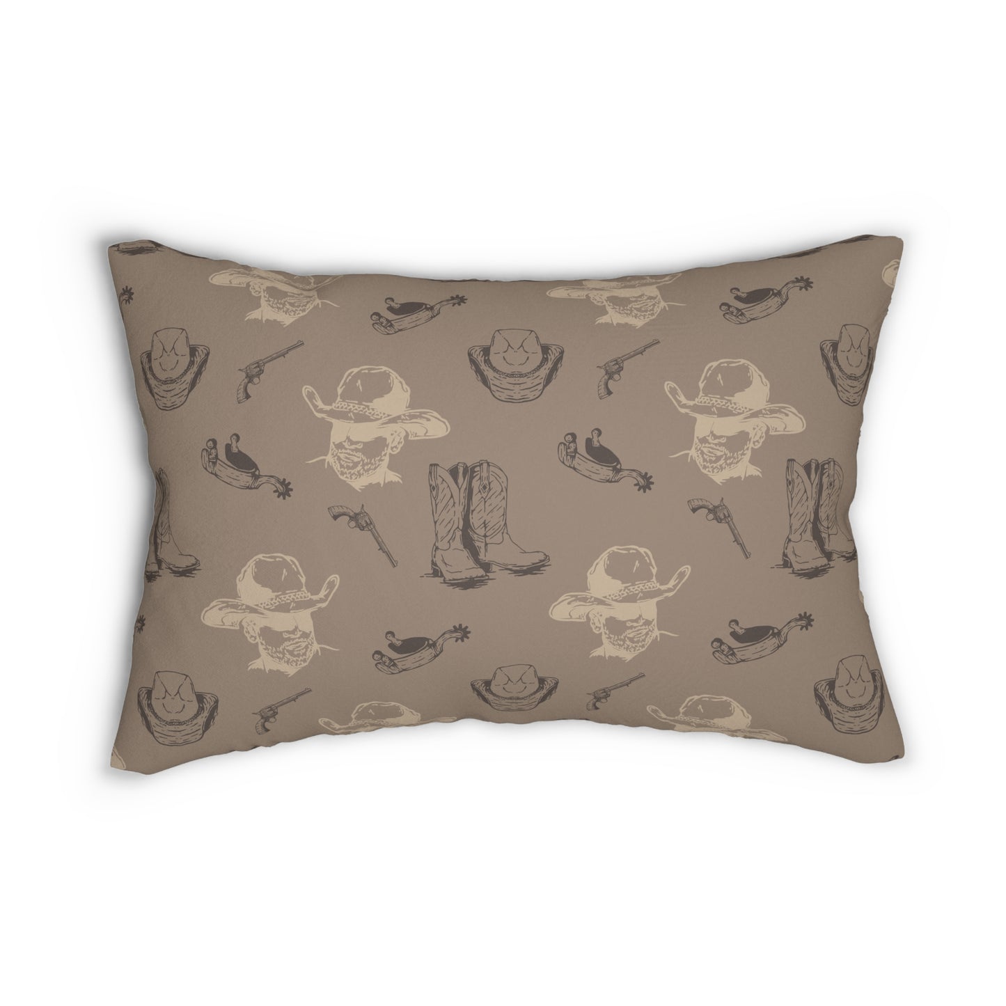 Rustic Western Cowboy Lumbar Pillow - Decorative Indoor Cushion for Ranch, Cabin, or Country Home Style