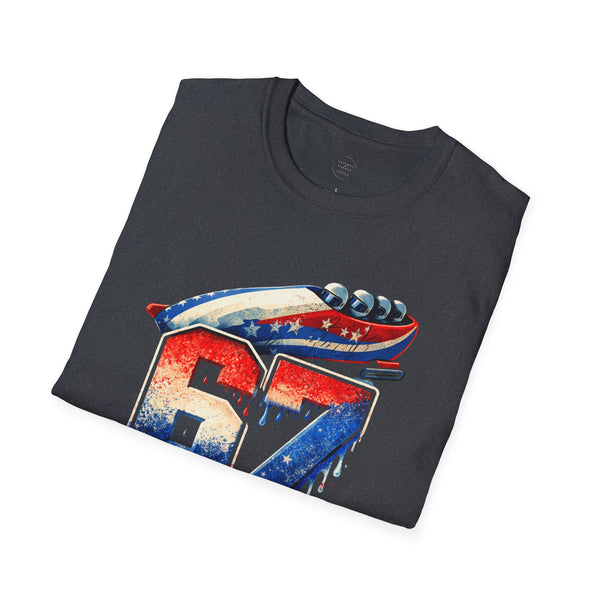 67 Bobsled Team USA T-Shirt - Patriotic Red White Blue Drip Graphic - Winter Sports Streetwear - Gildan Softstyle Men Women