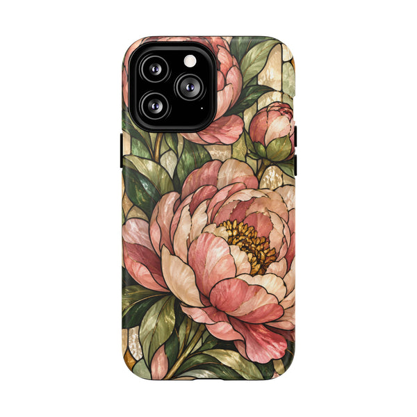 Glossy or Matte Stained Glass Peony MagSafe iPhone Case
