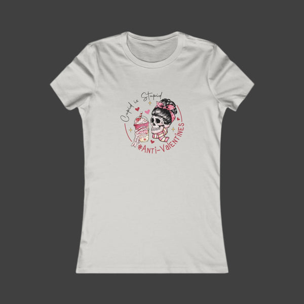 Anti-Valentine’s Day Women’s Slim-Fit TShirt – ‘Cupid is Stupid’ Graphic Tee