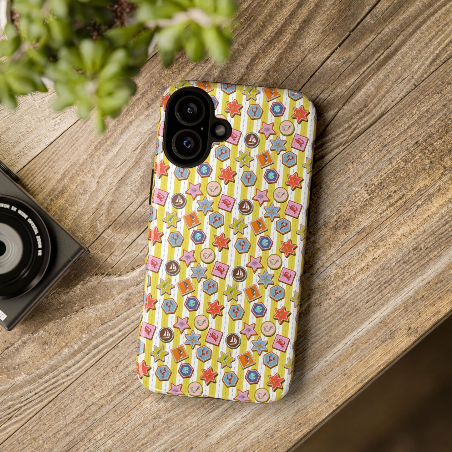 Yellow and White Striped Summer Themed Phone Case