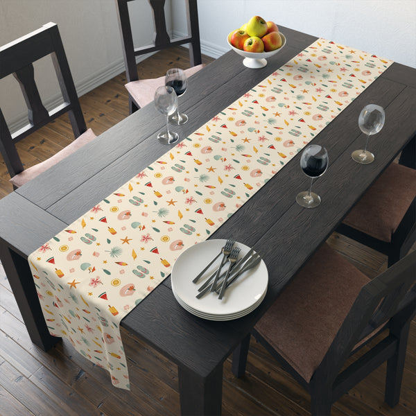 Seashell & Beach Print - Coastal Table Runner