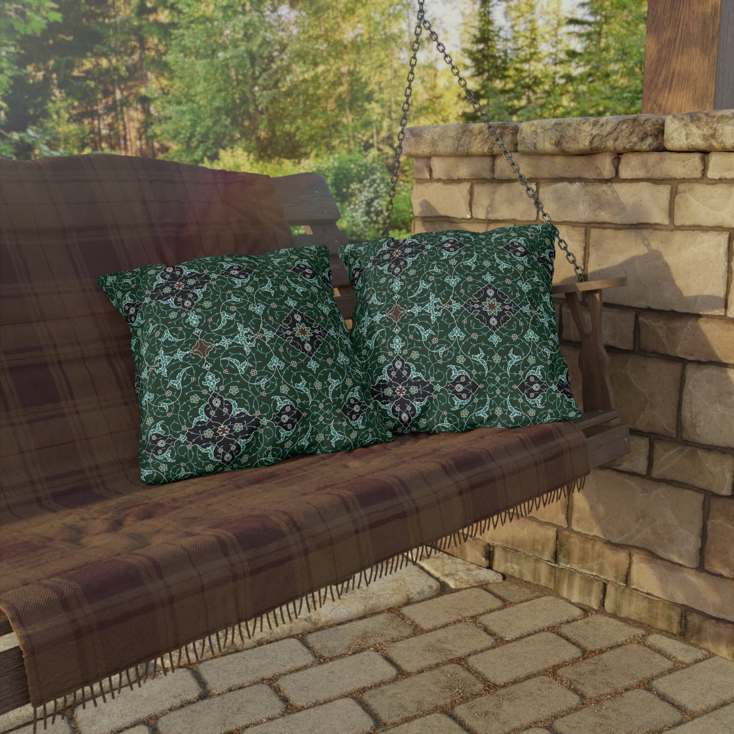 Elegant Green and Blue - Outdoor Pillow