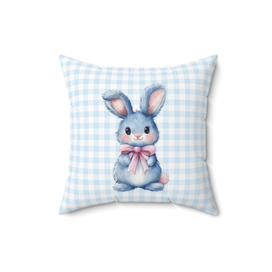 Blue Gingham Bunny - Indoor Throw Pillow