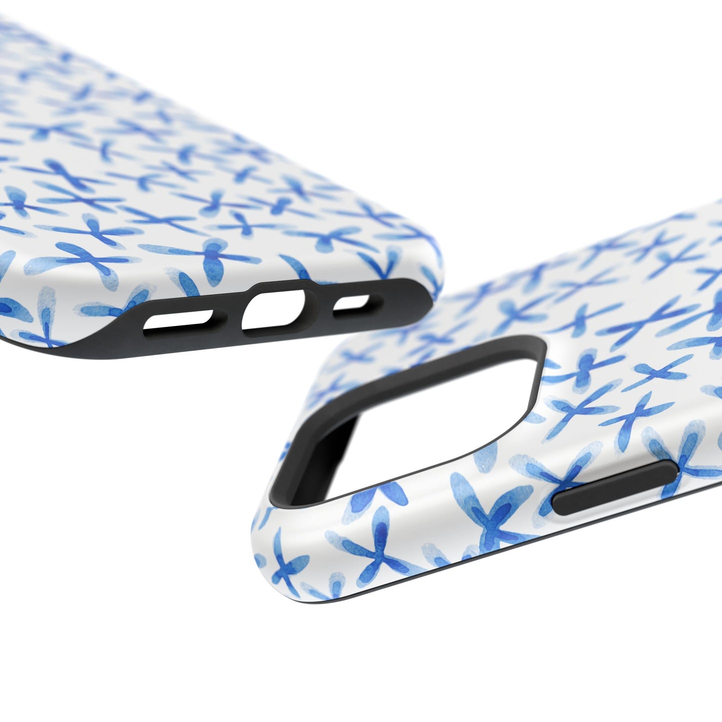 Blue Floral MagSafe iPhone Case — Magnetic Impact-Resistant