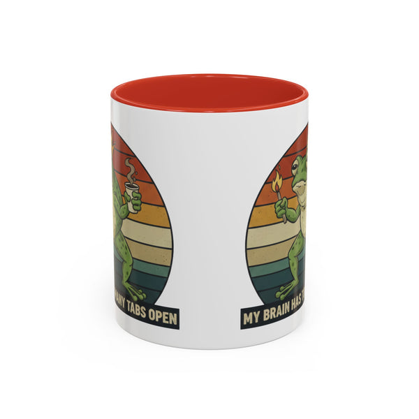 "Too Many Tabs Open" Retro Frog Accent Mug - 11oz & 15oz Ceramic Coffee Cup