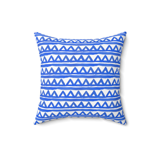 Blue Triangle Patterned - Indoor Square Pillow