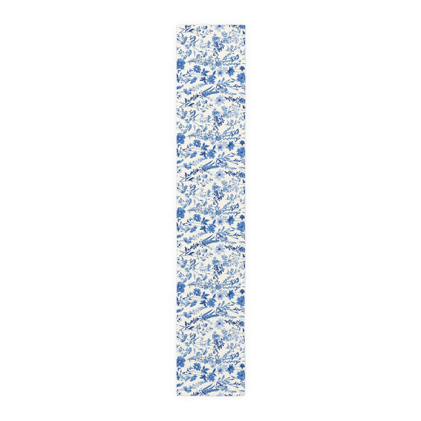 Blue Floral Toile Table Runner