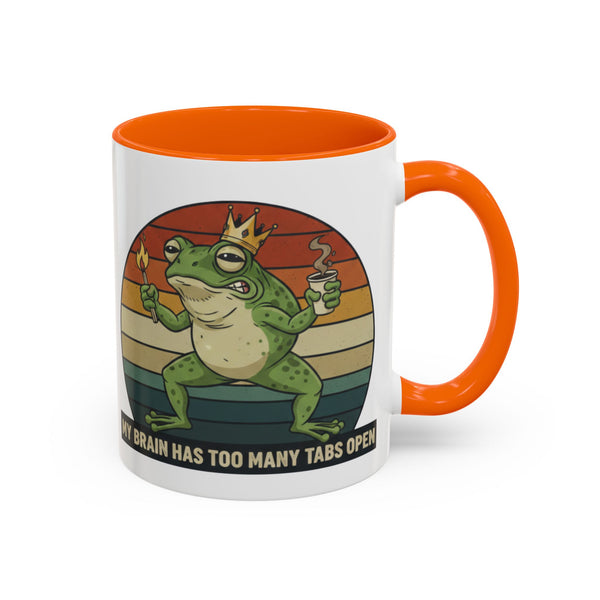 "Too Many Tabs Open" Retro Frog Accent Mug - 11oz & 15oz Ceramic Coffee Cup