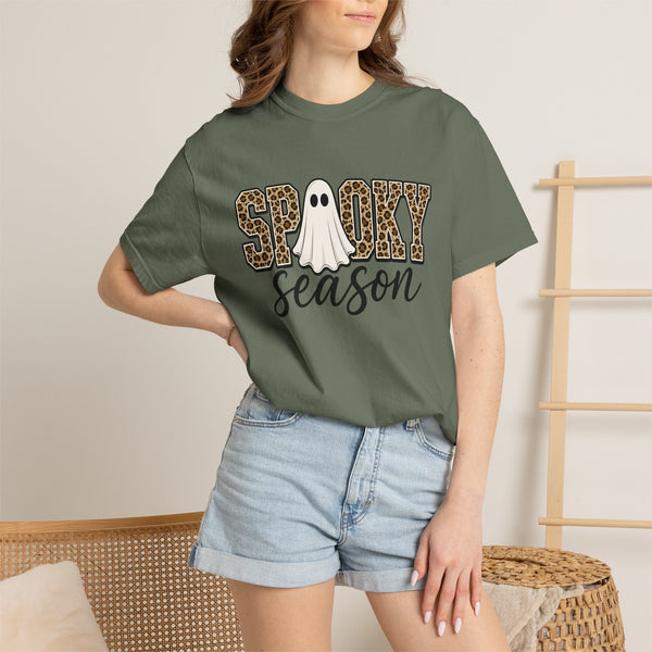 Spooky Season Leopard Print Ghost Halloween Graphic T-Shirt