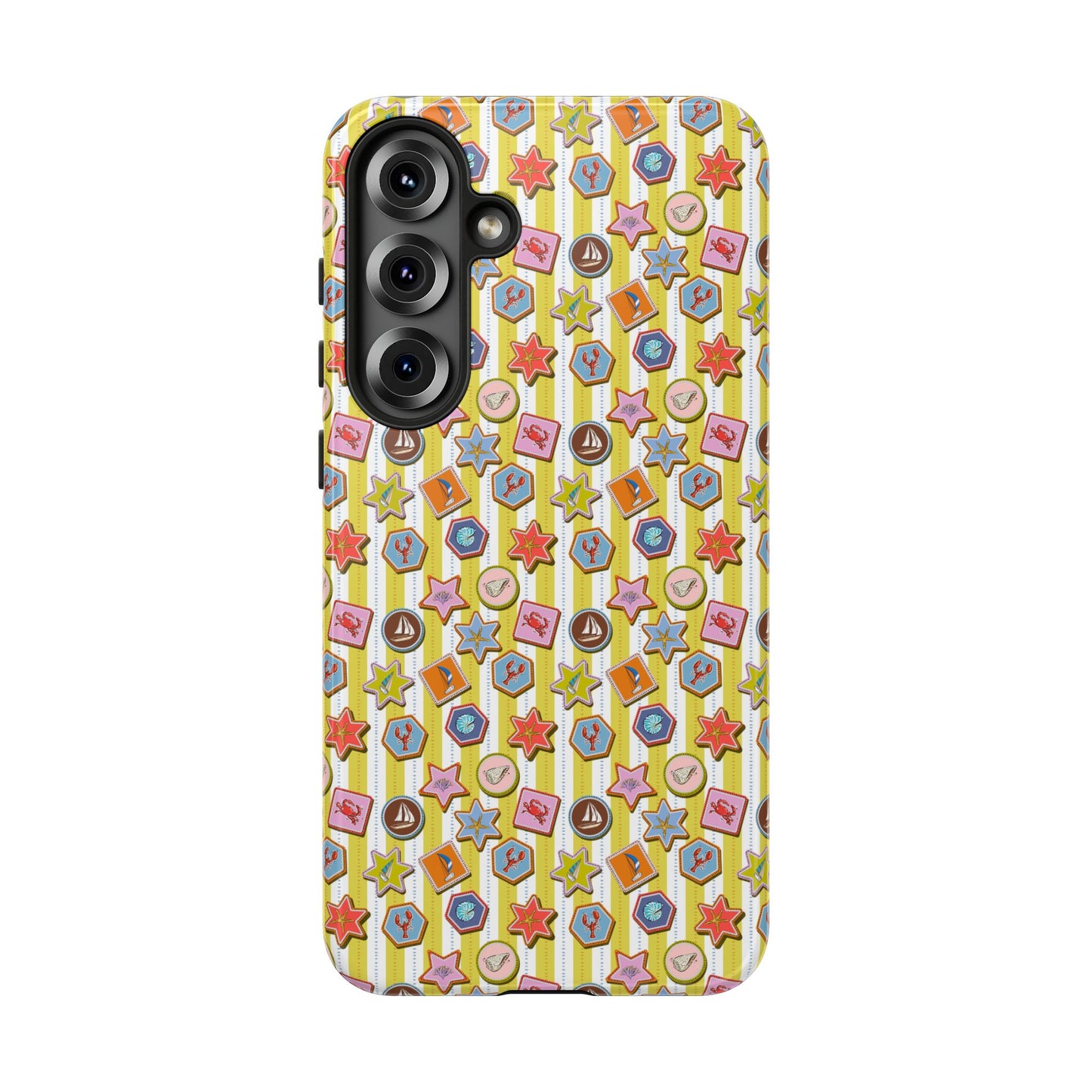 Yellow and White Striped Summer Themed Phone Case