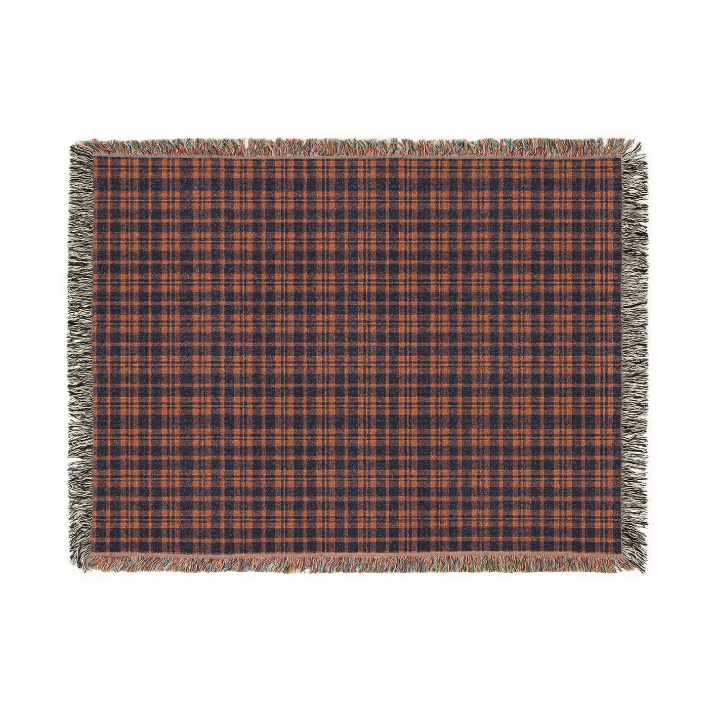 Red and Blue Plaid Woven Throw Blanket