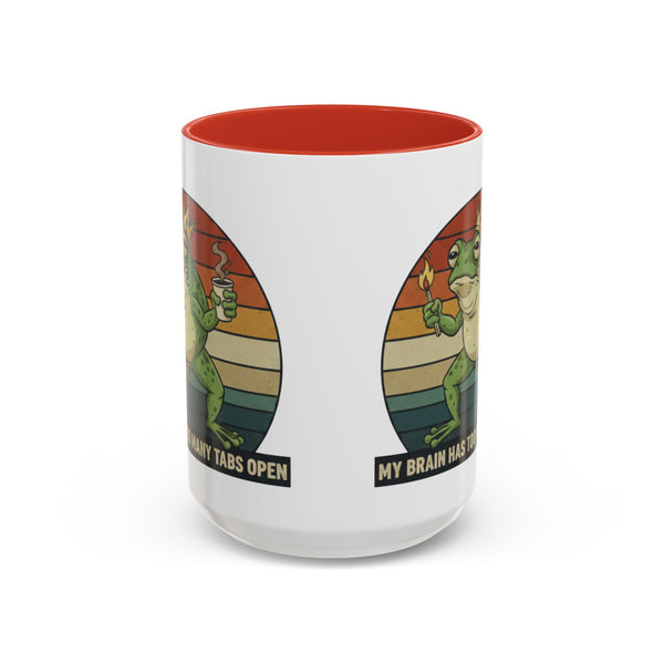 "Too Many Tabs Open" Retro Frog Accent Mug - 11oz & 15oz Ceramic Coffee Cup