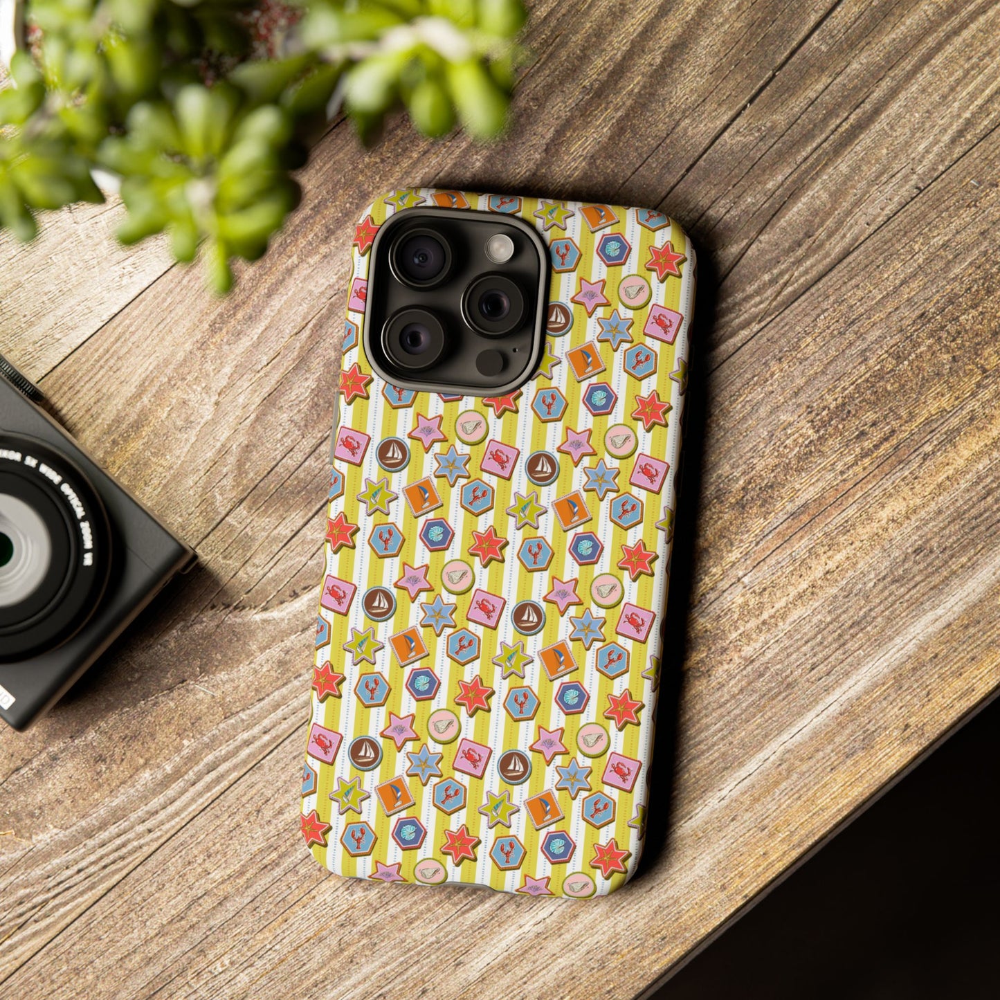 Yellow and White Striped Summer Themed Phone Case