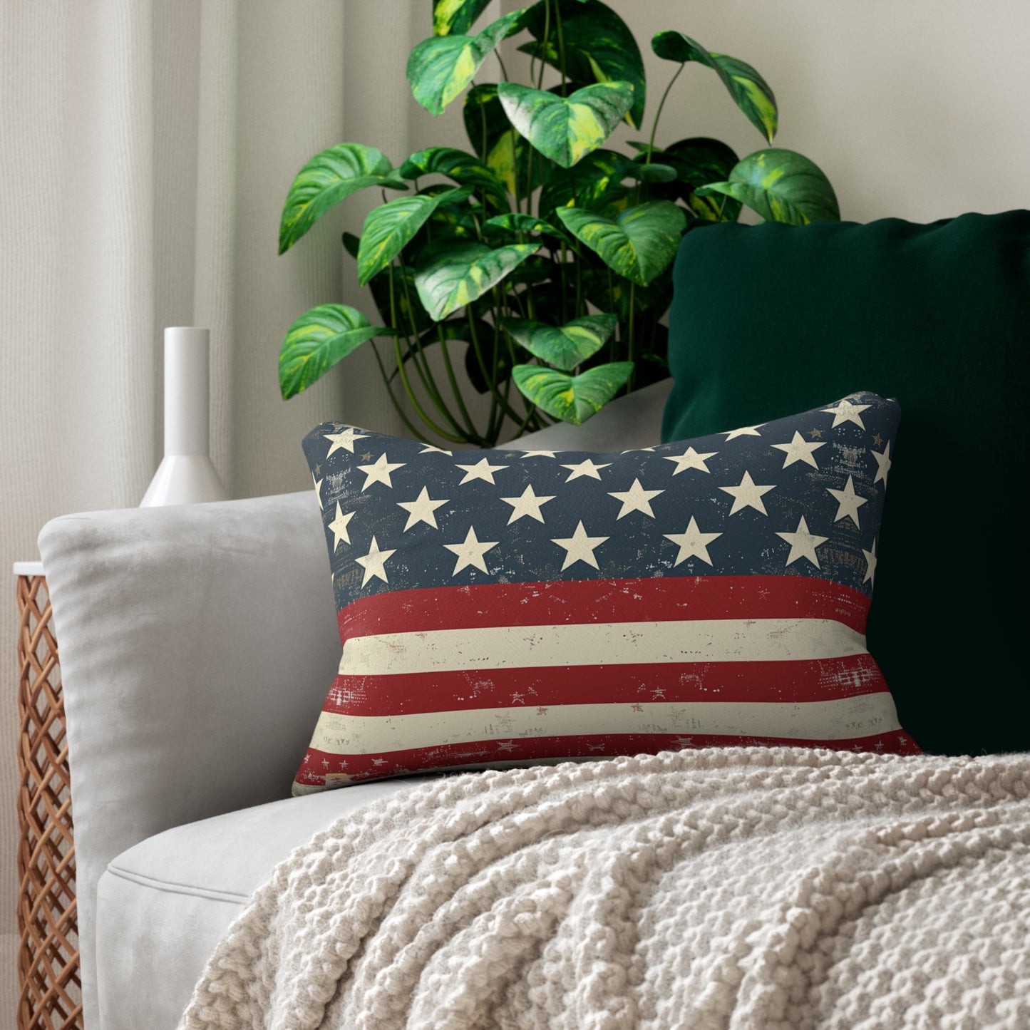 Vintage American Flag - Indoor Lumbar Pillow
