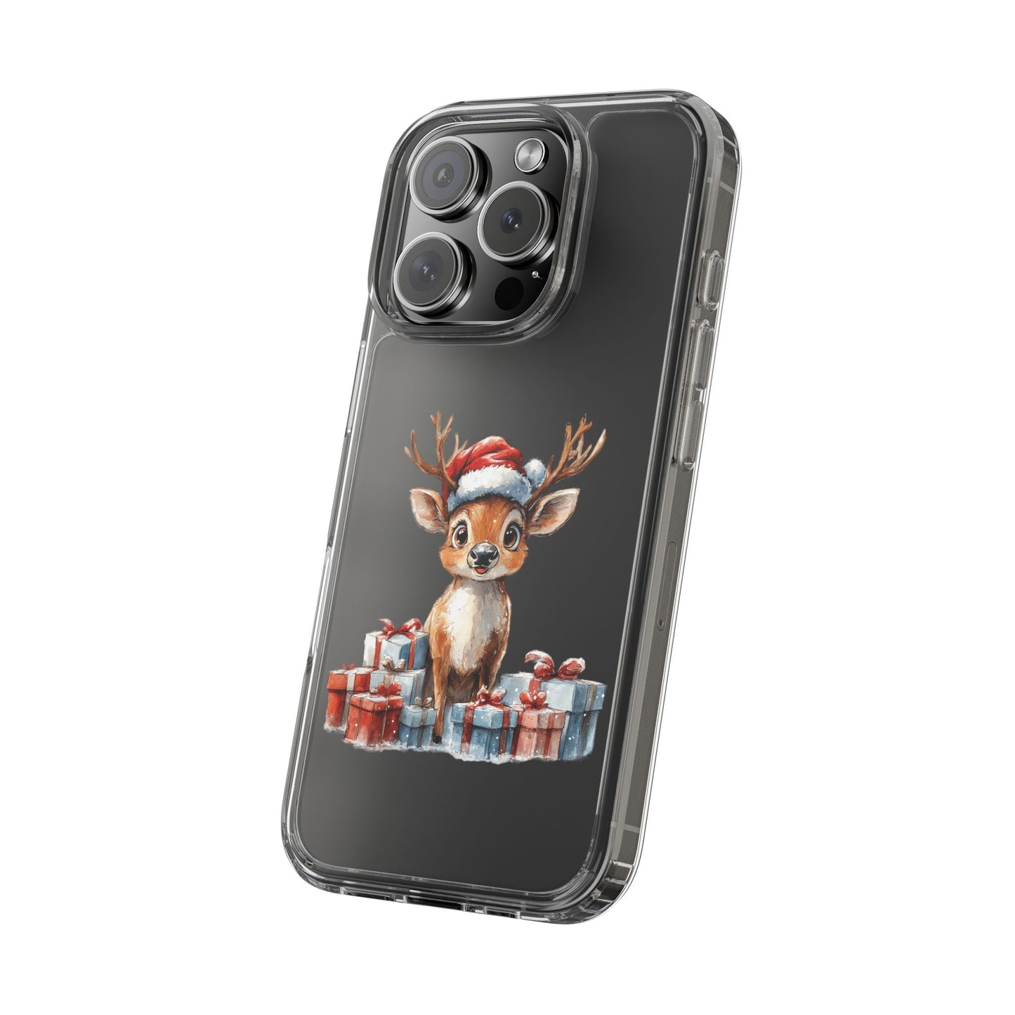 Festive Reindeer on a Clear Phone Case