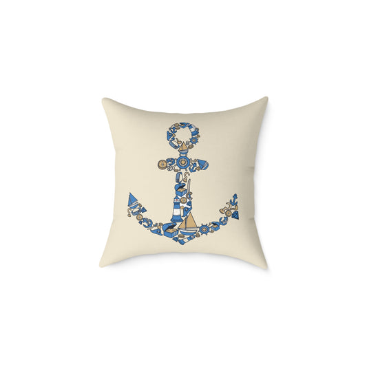 Nautical Anchor - Indoor Coastal Decor Throw Pillow